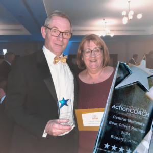 Rupert and Angela Turton with Best Client Ratings Award